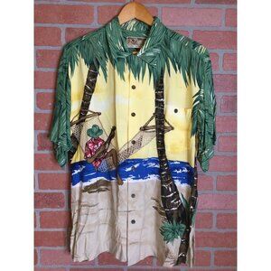 Tori Richard Men's Hawaiian Button-Up Shirt Short Sleeves Pocket Size Medium